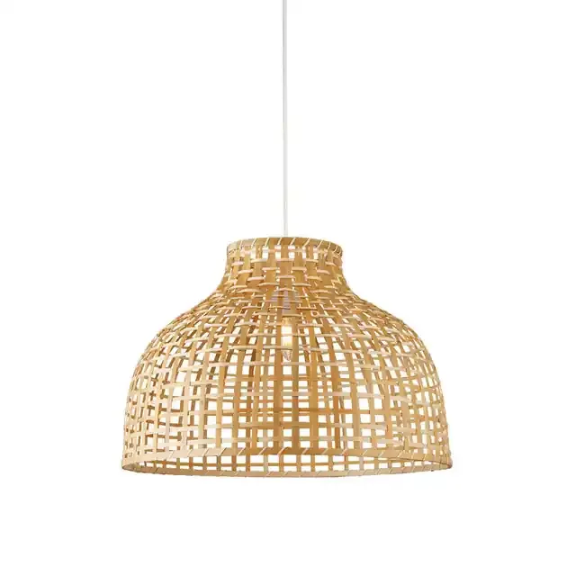Bali Bamboo Shade With Black Suspension Pendant Light