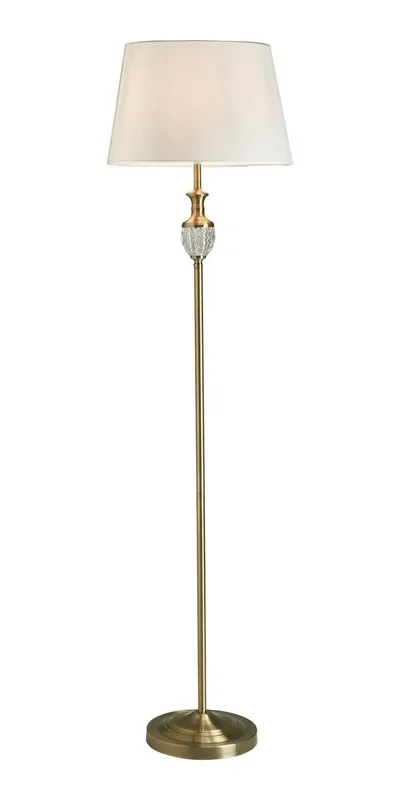 Balloch Antique Brass with White Shade Floor Lamp