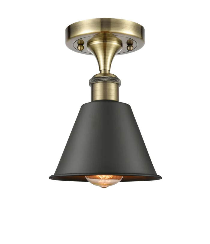 Ballston LED Semi-Flush Mount in Antique Brass (405|516-1C-AB-M8-BK-LED)
