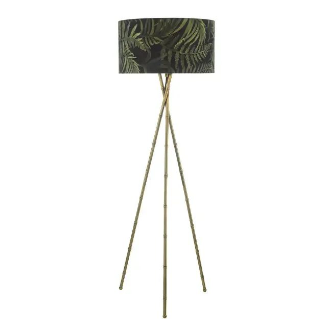 Bamboo Antique Brass with Black Bamboo Shade Table Lamp