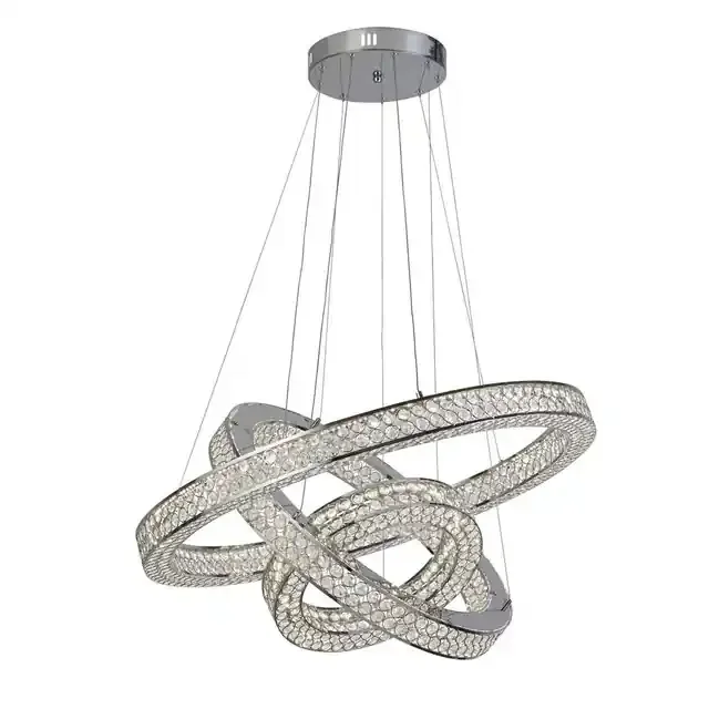 Bands 3 Light Chrome with Crystal Led Pendant Light