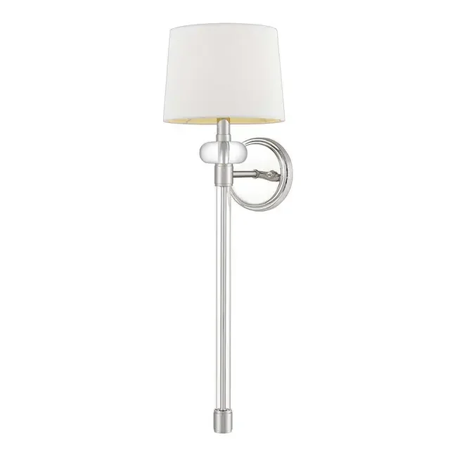 Barbour Polished Nickel with White Shade Wall Light