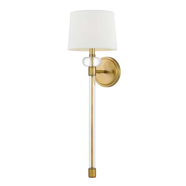 Barbour Weathered Brass with White Shade Wall Light