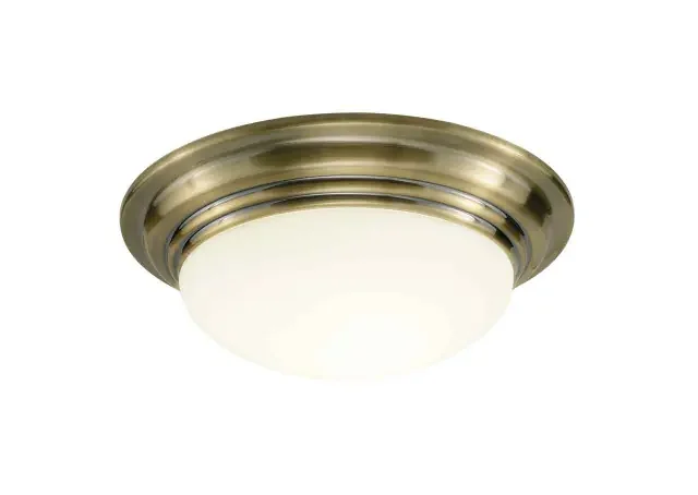Barclay Antique Brass IP44 Large Flush Ceiling Light