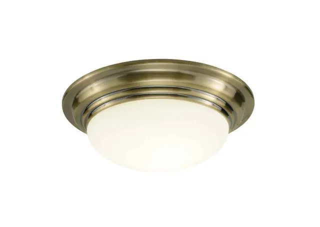 Barclay Antique Brass IP44 Small Flush Ceiling Light