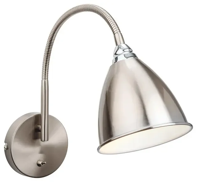 Bari Brushed Steel with Chrome Adjustable Wall Light