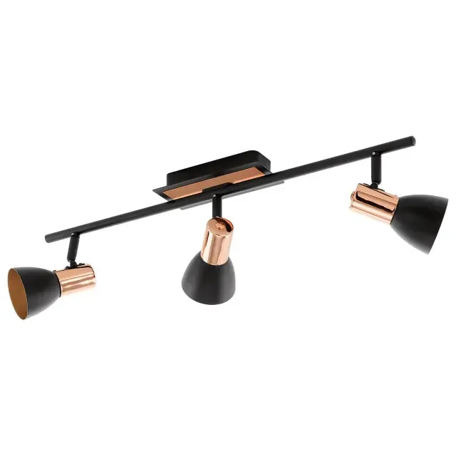 Barnham 3 Light Black and Copper Bar Spotlight