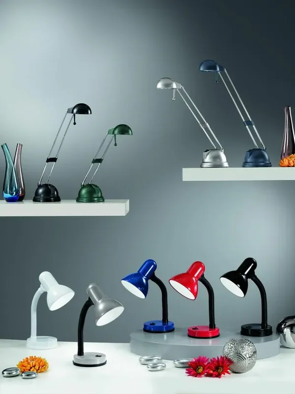 Basic Black Plastic and Steel Table Lamp