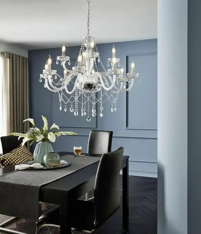 Basilano 1 12 Light Chrome with Clear Glass Chandelier