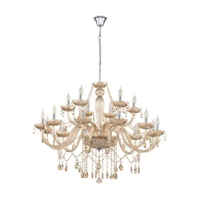 Basilano 1 18 Light Chrome with Cognac Glass Chandelier
