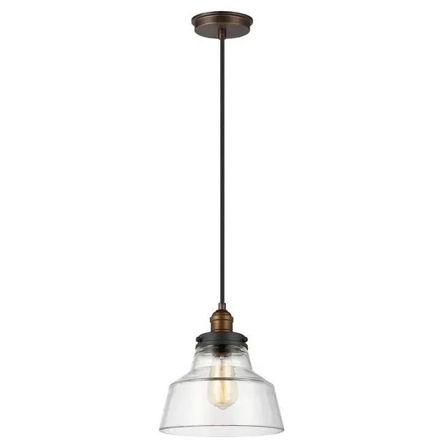 Baskin Aged Brass and Zinc Bell Pendant Light