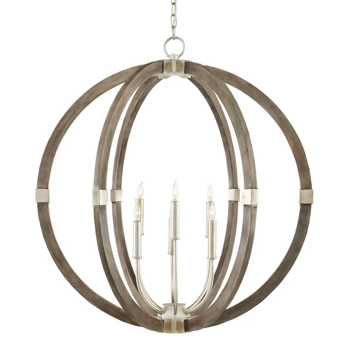 Bastian Collection Six Light Chandelier in Contemporary Silver Leaf/Chateau Gray (142|9000-0941)