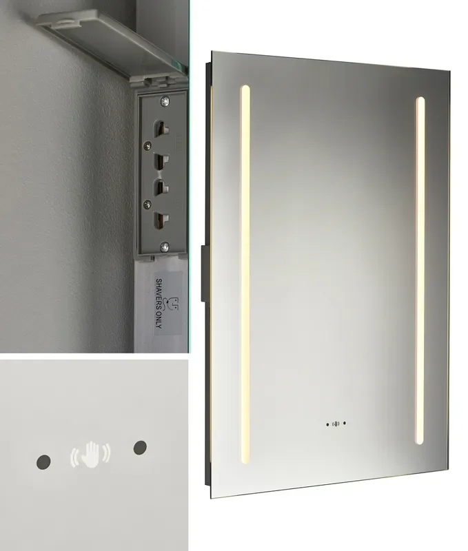 Bathroom CCT LED Mirror with Shaver & Demister Pad 700mm x 500mm