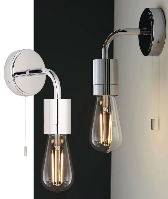 Bathroom Safe Simple Single Chrome Wall Light – IP44