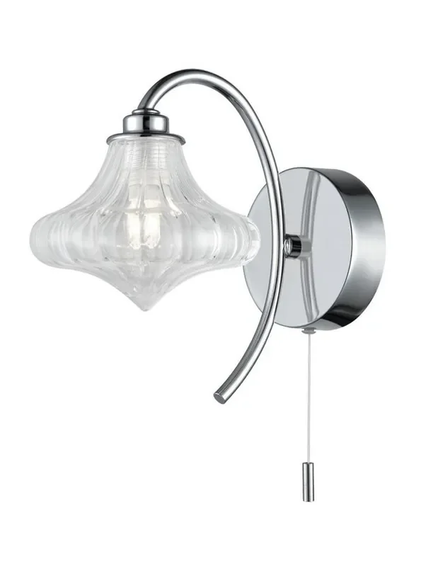 Bathroom Satin Nickel with Clear Diffuser IP44 Bathroom Wall Light