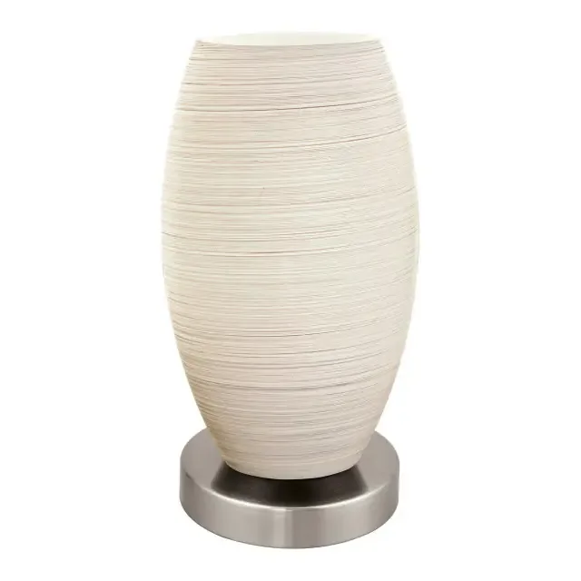 Batista 3 Satin Nickel White with Glass Wiping Technique Table Lamp