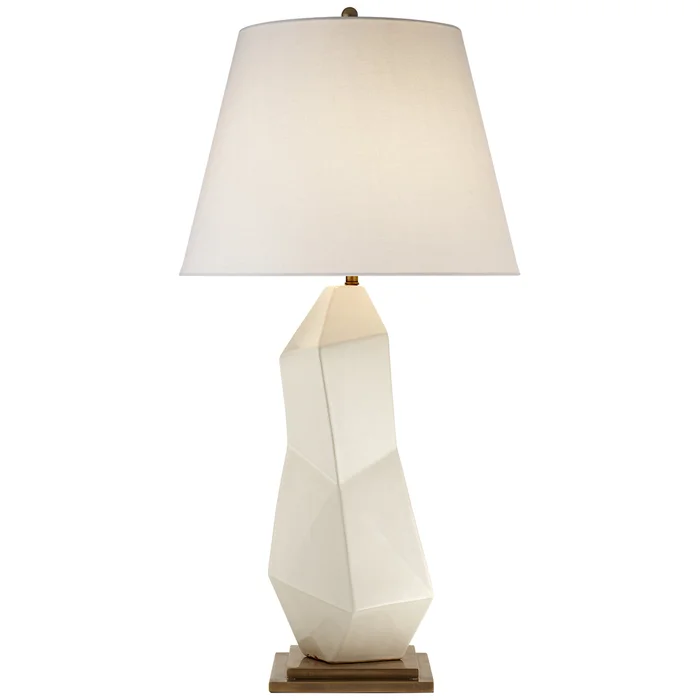 Bayliss One Light Table Lamp, White Leather Ceramic