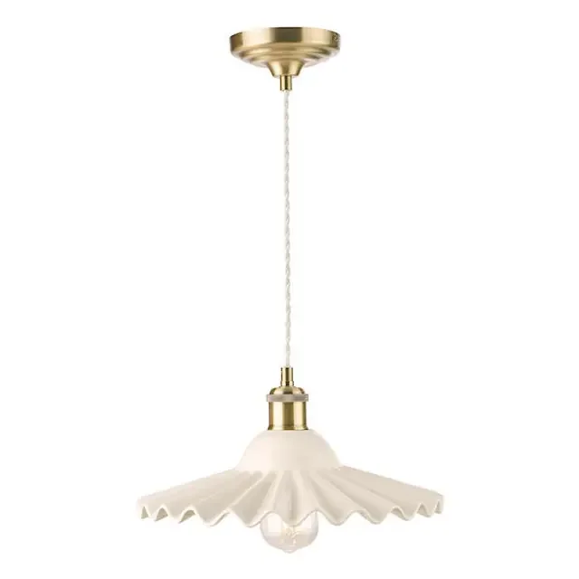 Beca Antique Brass with White Ceramic Large Pendant Light
