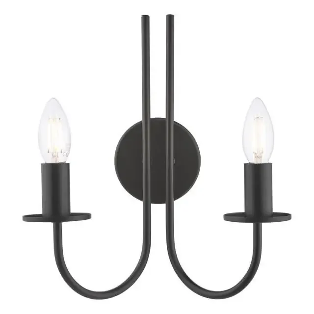 Becca 2 Light Matt Black Wall Light