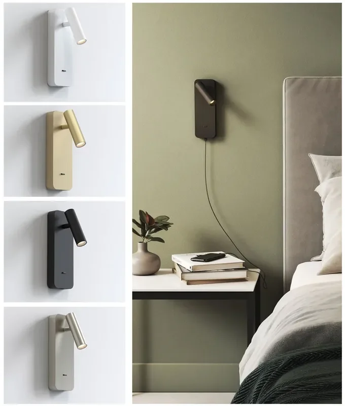 Bedside Wall Mounted Reading Light – Integrated USB & USB-C Charging