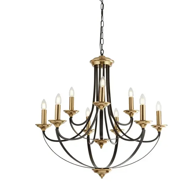 Belfry 9 Light Dark Bronze and Brown Pendant Light
