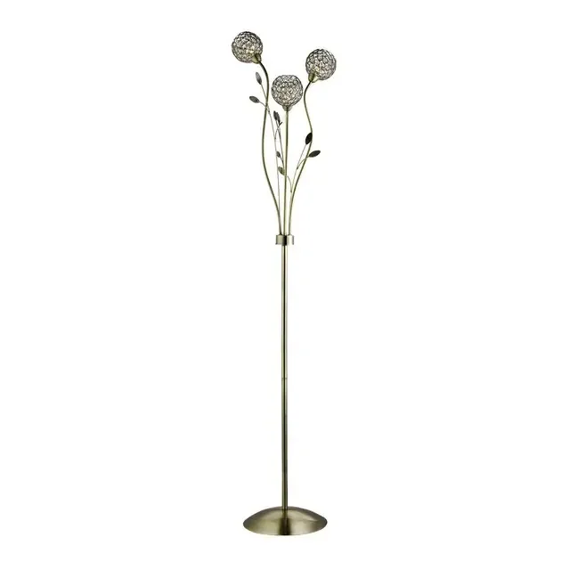 Bellis Ii 3 Light Antique Brass with Clear Glass Floor Lamp