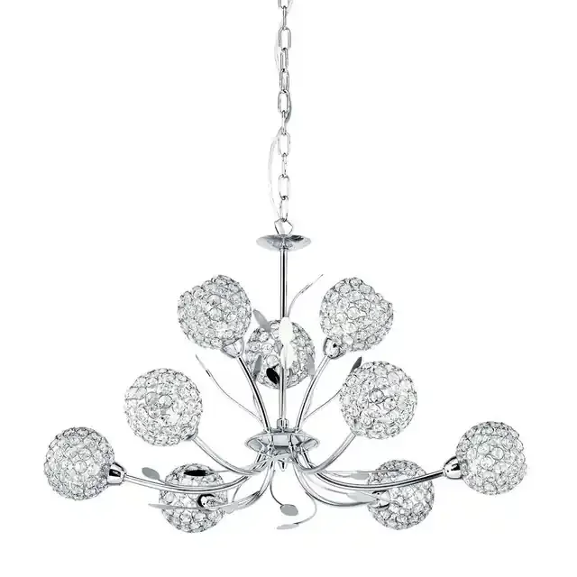 Bellis Ii 9 Light Chrome with Clear Glass Pendant Light