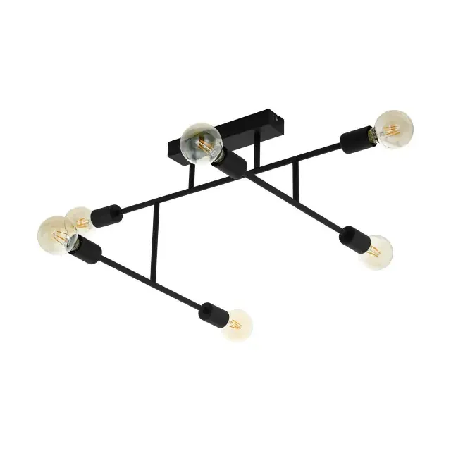Belsiana 6 Light Black Semi Flush Ceiling Light