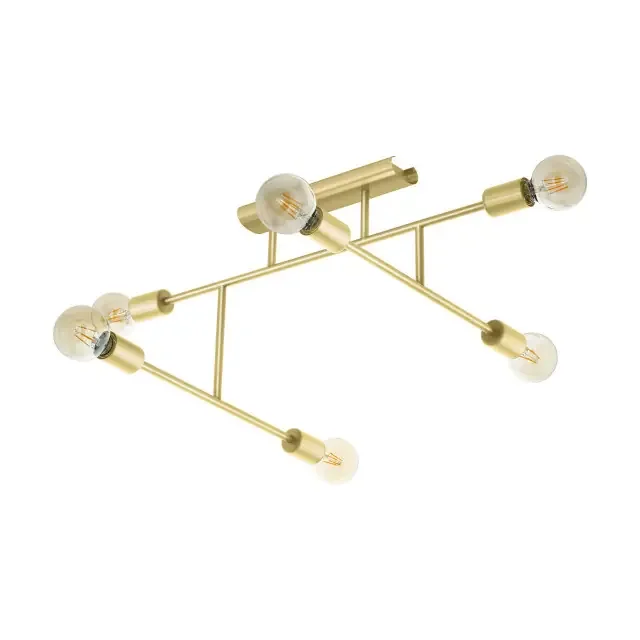 Belsiana 6 Light Brushed Brass Adjustable Semi Flush Ceiling Light