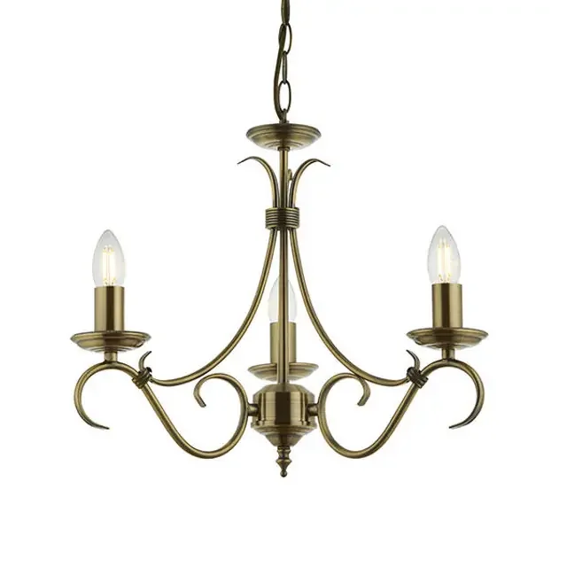 Bernice 3 Light Antique Brass Pendant Light