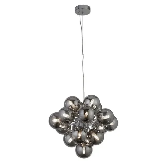 Berry 17 Light Chrome with Smoked Glass Pendant Light