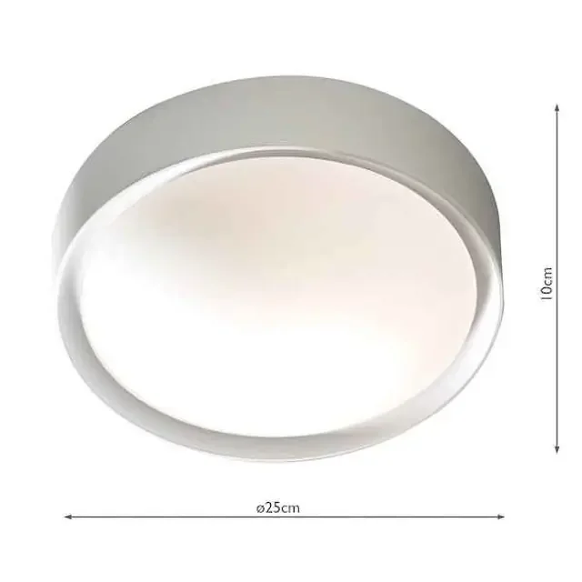 Beta Grey with Frosted Glass LED IP44 Flush Ceiling Light