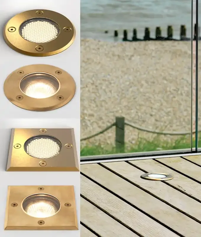 Bevelled Edge Solid Brass Low-Glare-Ground Uplight – Designed for Coastal Areas
