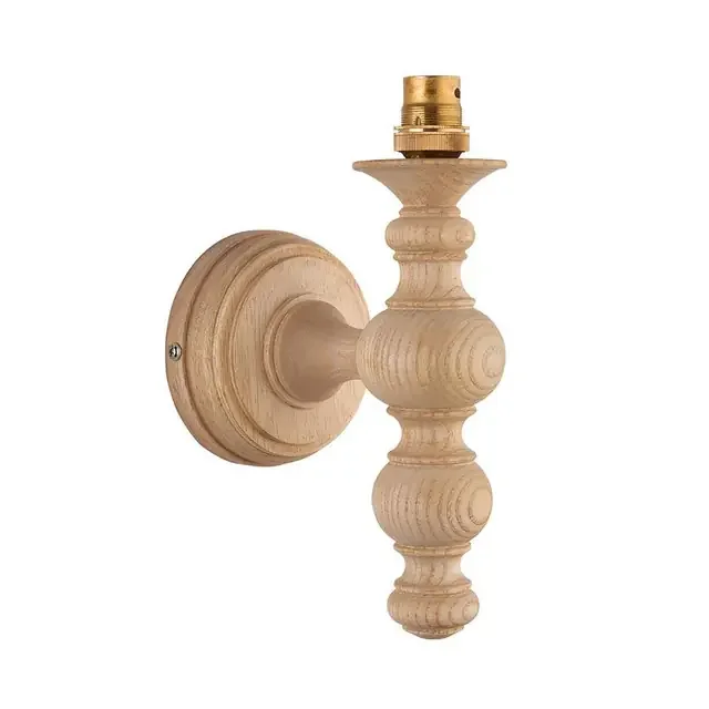 Bibury Natural Ash Wood and Brass Bracket Only Wall Light