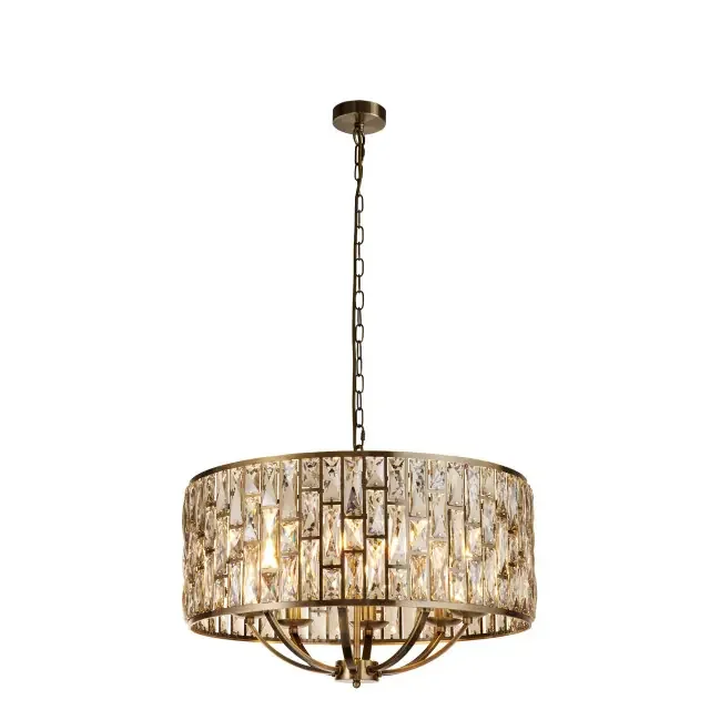 Bijou 8 Light Antique Brass with Champagne Glass Pendant Light