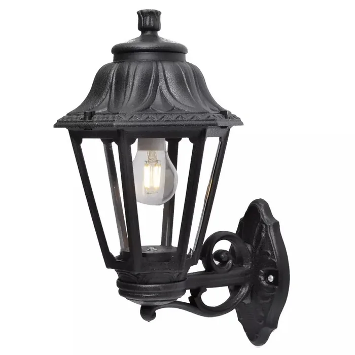 Bisso Anna Black Outdoor Traditional Up or Down Lantern Wall Light Coastal IP55