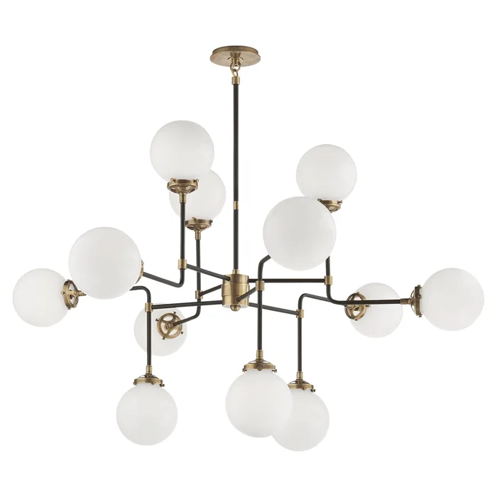 Bistro 12 Light Chandelier, Hand-Rubbed Antique Brass
