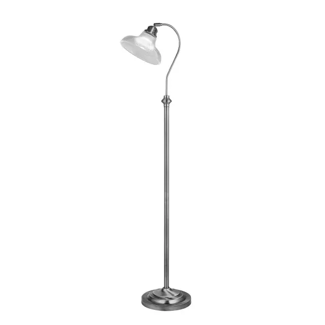Bistro III Satin Silver with Holophane Glass Floor Lamp