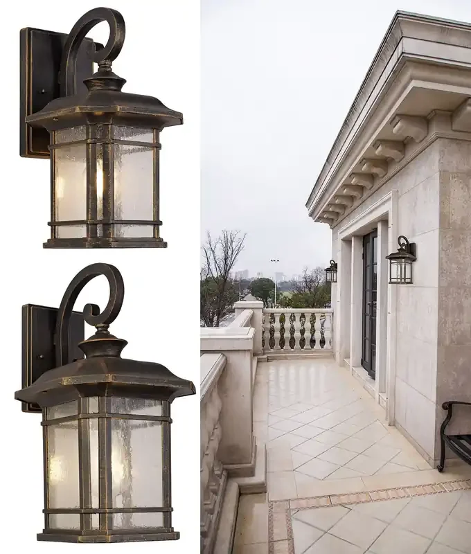 Black & Gold Hanging Exterior Wall Lantern – IP54 Rated