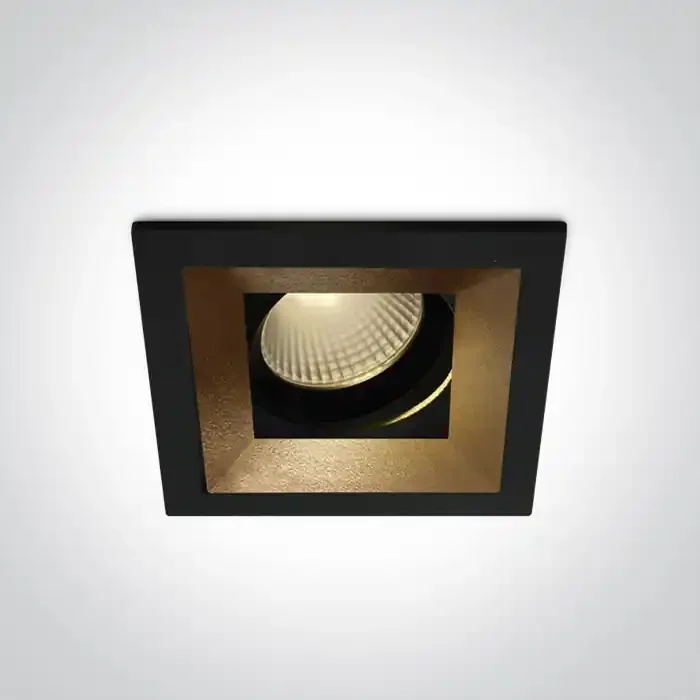 Black 12W COB LED adjustable recessed spot with interchargeable rings.