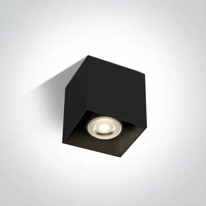 Black 50W mains GU10 Ceiling Light Natural Aluminium.