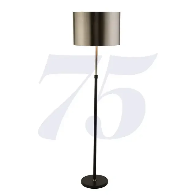 Black And Chrome with Brushed Black Chrome Shade Floor Lamp
