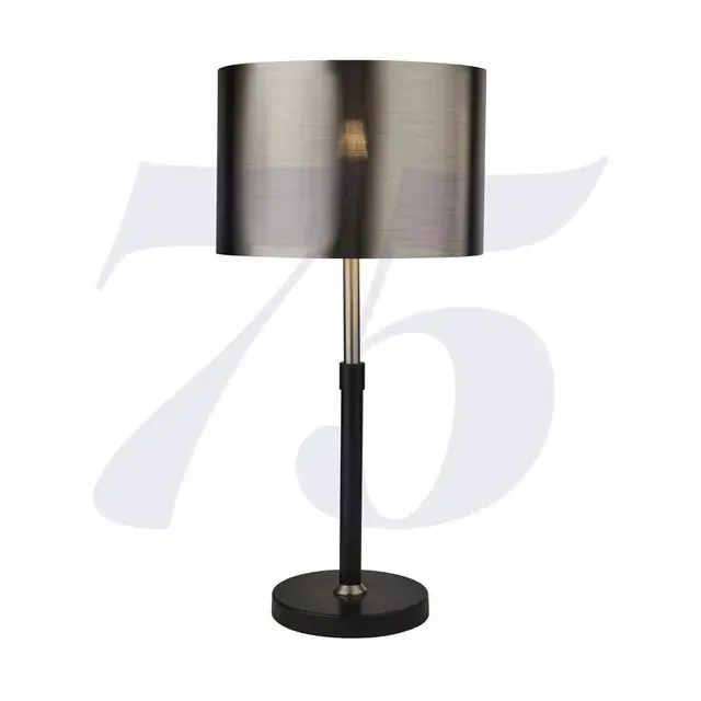 Black And Chrome with Brushed Black Chrome Shade Table Lamp