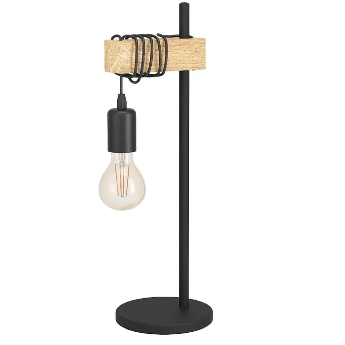 Black and Oak Wood Vintage Single Lamp Table Desk Lamp 500mm