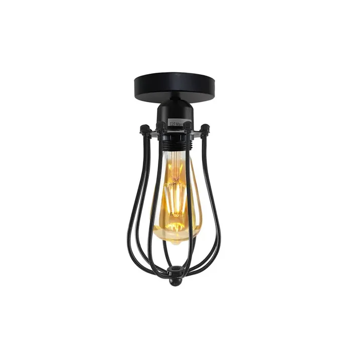 Black Balloon Cage Industrial Ceiling Light – With Bulb