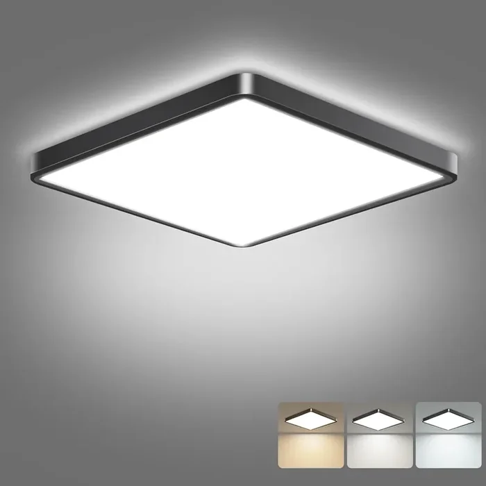 Black Flush mount square ceiling lights 28W