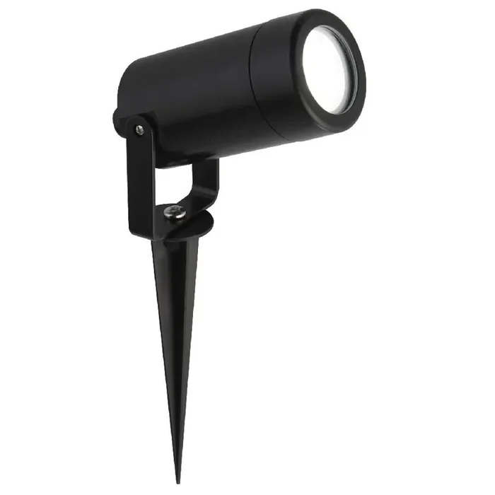 Black Outdoor Modern Cylinder Ground Spike Garden Spotlight