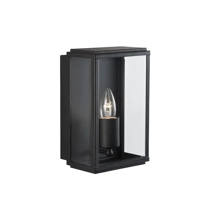 Black Outdoor Vintage Rectangular Lantern Flush Wall Light