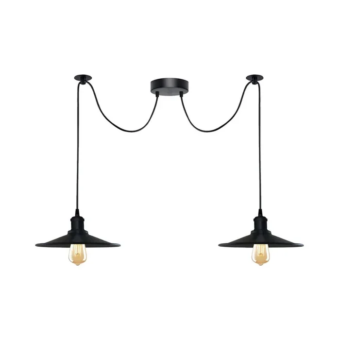 Black Vintage Spider 2 Pendant Ceiling Light – With Bulbs