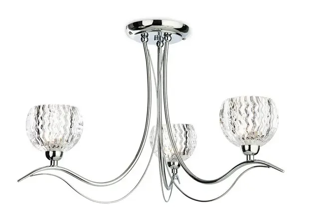 Blanche 3 Light Chrome with Moulded Clear Glass Semi Flush Ceiling Light